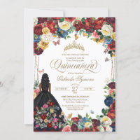Mexican Embroidery Butterfly Floral Quinceanera