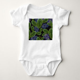 Mexican Embroidery: Cactus Night Seamless. Baby Bodysuit