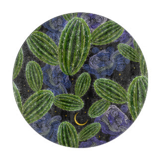 Mexican Embroidery: Cactus Night Seamless. Cutting Board