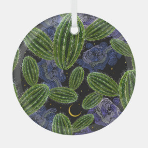 Mexican Embroidery: Cactus Night Seamless. Glass Tree Decoration