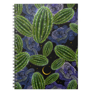 Mexican Embroidery: Cactus Night Seamless. Notebook