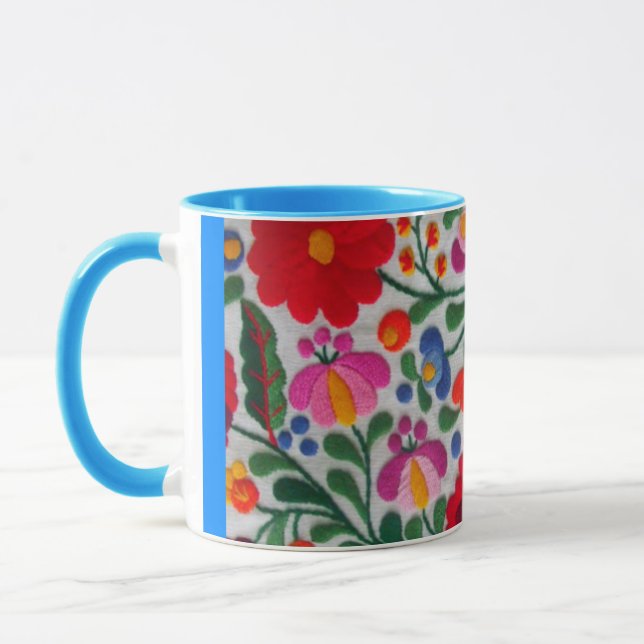 Mexican Embroidery Coffee Mug Tea Cup (Left)