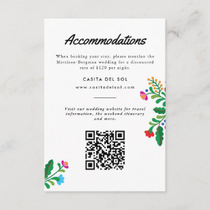Mexican Embroidery Colourful Accommodations Enclosure Card