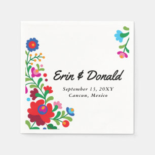 Mexican Embroidery Colourful Personal Name and Dat Napkin