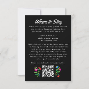 Mexican Embroidery Colourful Wedding Hotel RSVP Card