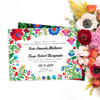 Mexican Embroidery Colourful Wedding Invitation