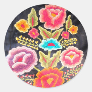 Mexican Embroidery design Classic Round Sticker