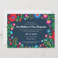 Mexican Embroidery Navy Blue Rehearsal Dinner