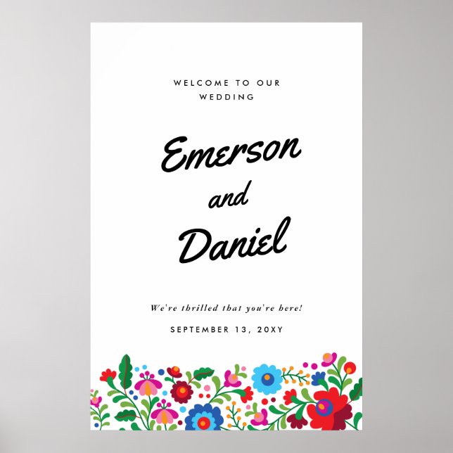 Mexican Embroidery Wedding Welcome Poster (Front)