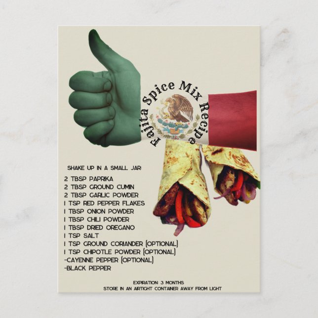 Mexican Fajita Spice Mix Recipe | Postcard (Front)