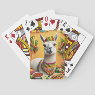 Mexican Feast Cute Llama Playing Cards