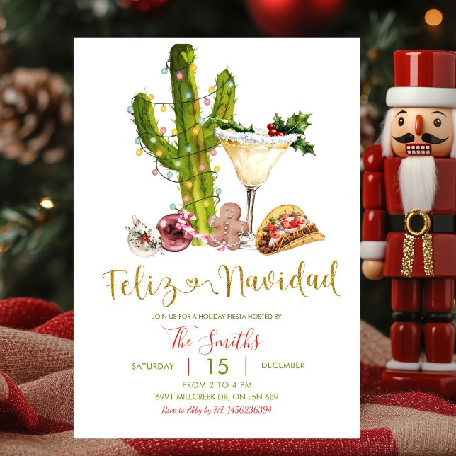Mexican Feliz Navidad Christmas Party Invitation (Creator Uploaded)