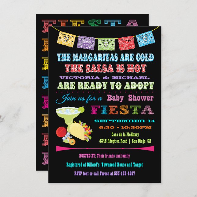 Mexican Fiesta Adoption Baby Shower Invitation (Front/Back)