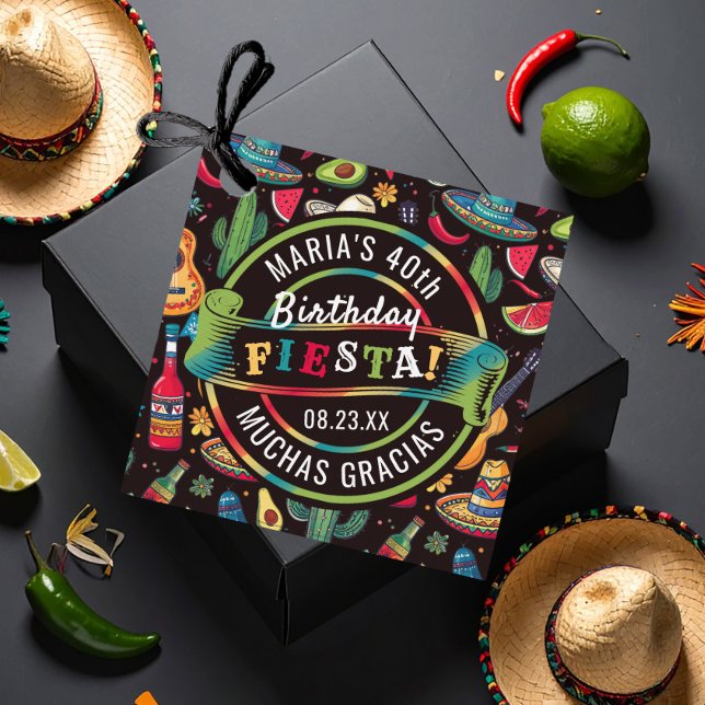 Mexican Fiesta Any Occasion Pattern Black ID1114 Favour Tags (Creator Uploaded)