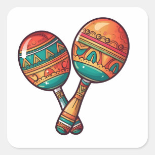 Mexican Fiesta Awesome Maracas Square Sticker