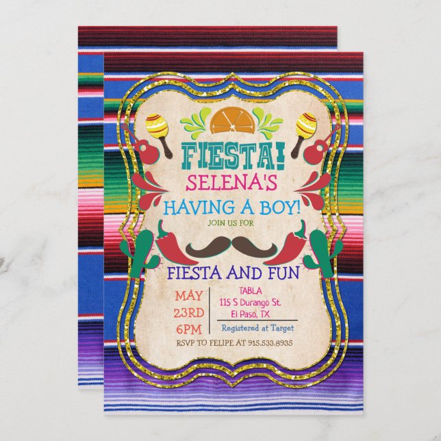Mexican Fiesta Baby Shower Invitation (Front/Back)