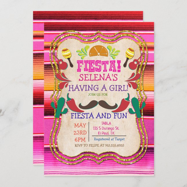 Mexican Fiesta Baby Shower Invitation (Front/Back)