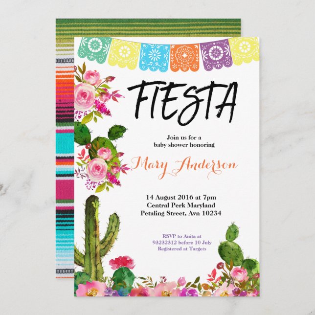 Mexican Fiesta Baby Shower Invitation (Front/Back)