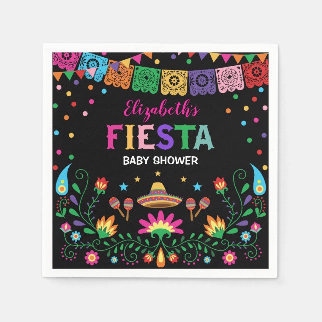 Mexican Fiesta Baby Shower Party Favors Napkin (Front)