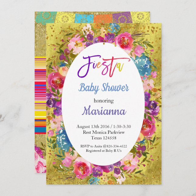 Mexican Fiesta Baby Shower Party Invitation (Front/Back)