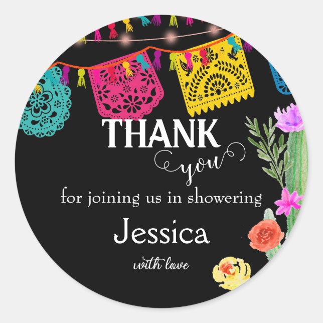 Mexican Fiesta baby shower thank you round Sticker (Front)