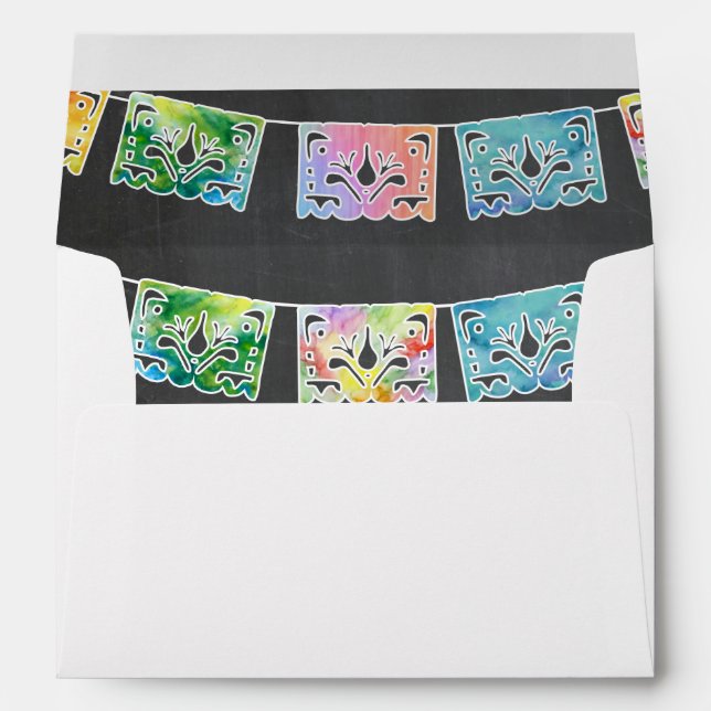Mexican fiesta banner watercolor mailing envelopes (Back (Bottom))