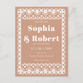 Mexican Fiesta Barro Papel Picado Save the Date Announcement Postcard