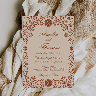 Mexican Fiesta Beige Floral Wedding Invitation