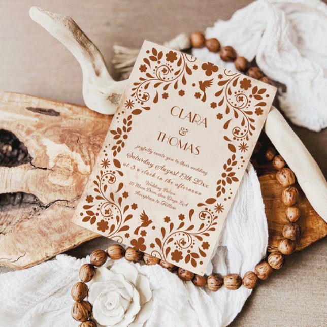 Mexican Fiesta Beige Terracotta Wedding Invitation (Creator Uploaded)