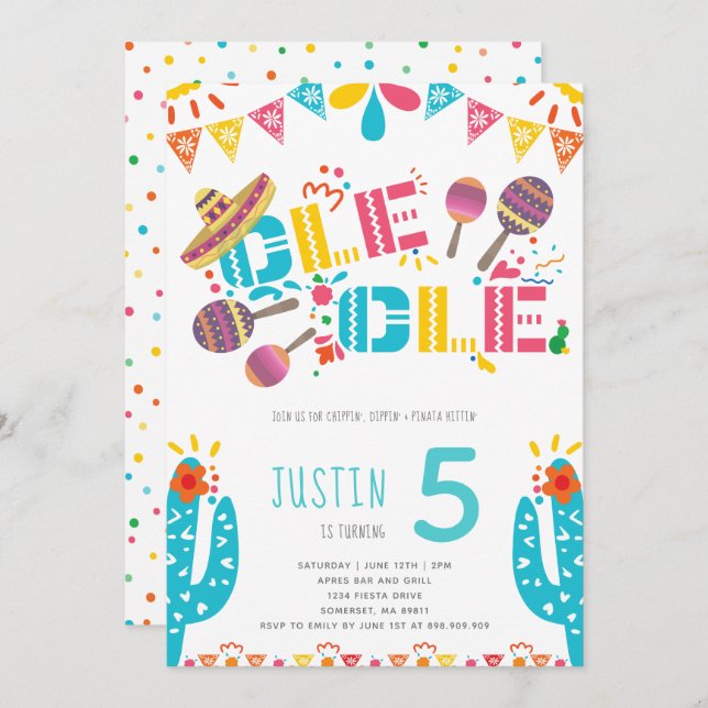 Mexican Fiesta Birthday Invitation (Front/Back)