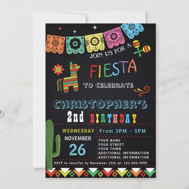MEXICAN FIESTA BIRTHDAY INVITATION | FIESTA PARTY (Front)