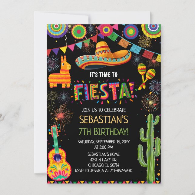 Mexican Fiesta Birthday Party Invitation (Front)
