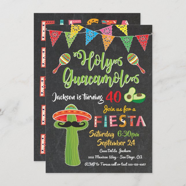 Mexican Fiesta Birthday Party Invitation (Front/Back)