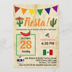 Mexican Fiesta Birthday Party Invitation