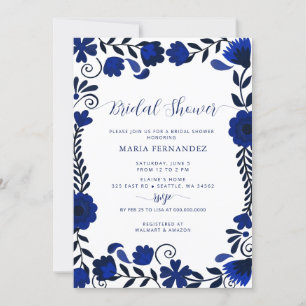 Mexican Fiesta Blue Talavera Bridal Shower Invitation
