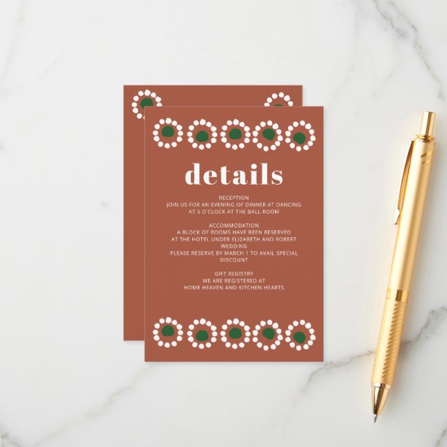 Mexican Fiesta Boho Barro Wedding Enclosure Card (Front/Back In Situ)