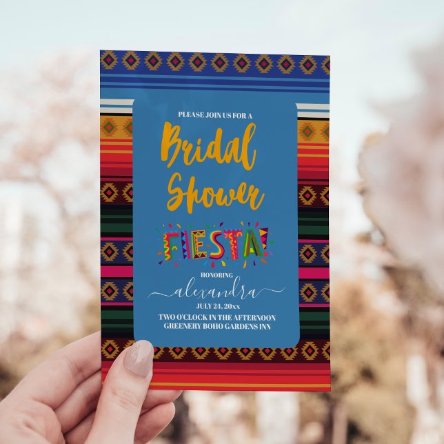 Mexican Fiesta Bridal Shower Flower Folkart Invitation (Creator Uploaded)