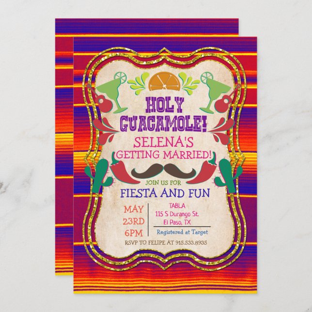 Mexican Fiesta Bridal Shower Invitation (Front/Back)