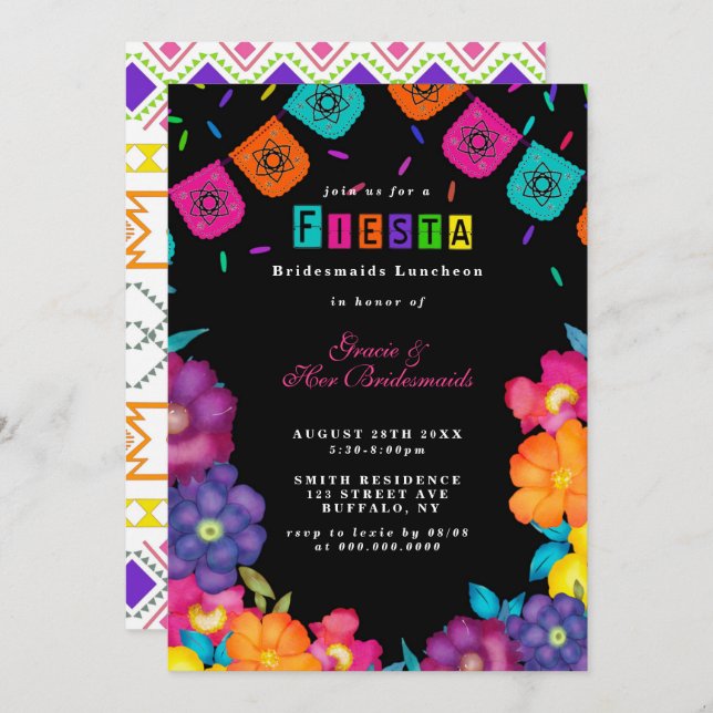 Mexican Fiesta Bridesmaids Luncheon Invitation (Front/Back)