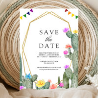 Mexican Fiesta Cactus Floral Photo Wedding