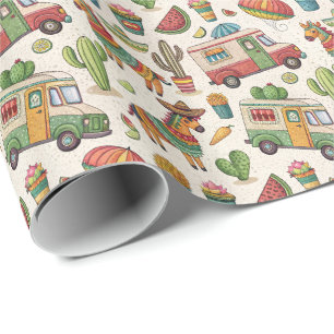 Mexican Fiesta Camper Van & Piñata Pattern Wrapping Paper