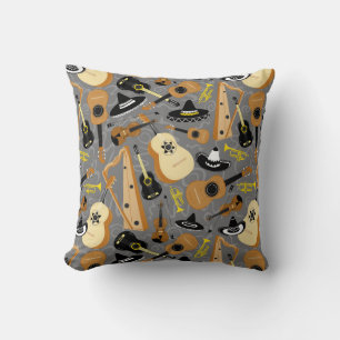 Mexican Fiesta Cartoon Music Pattern Cushion