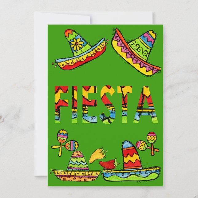Mexican Fiesta Cinco de Mayo Invitations Green (Front)