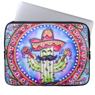 Mexican Fiesta Cinco de Mayo Sombrero Hat Blue Red Laptop Sleeve