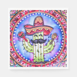 Mexican Fiesta Cinco de Mayo Sombrero Hat Blue Red Napkin