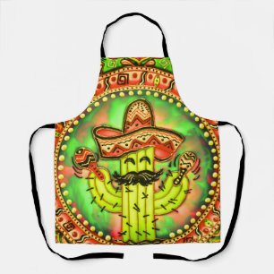 Mexican Fiesta Cinco de Mayo Sombrero Hat Green Apron