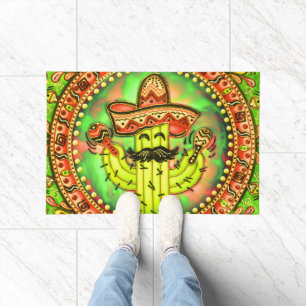 Mexican Fiesta Cinco de Mayo Sombrero Hat Green Doormat