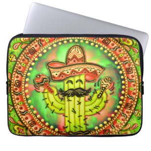 Mexican Fiesta Cinco de Mayo Sombrero Hat Green Laptop Sleeve