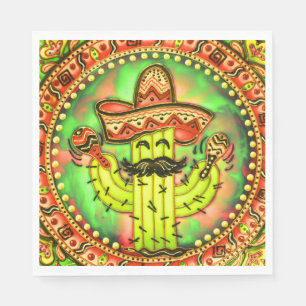 Mexican Fiesta Cinco de Mayo Sombrero Hat Green Napkin