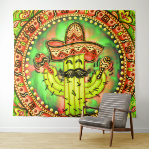 Mexican Fiesta Cinco de Mayo Sombrero Hat Green Tapestry